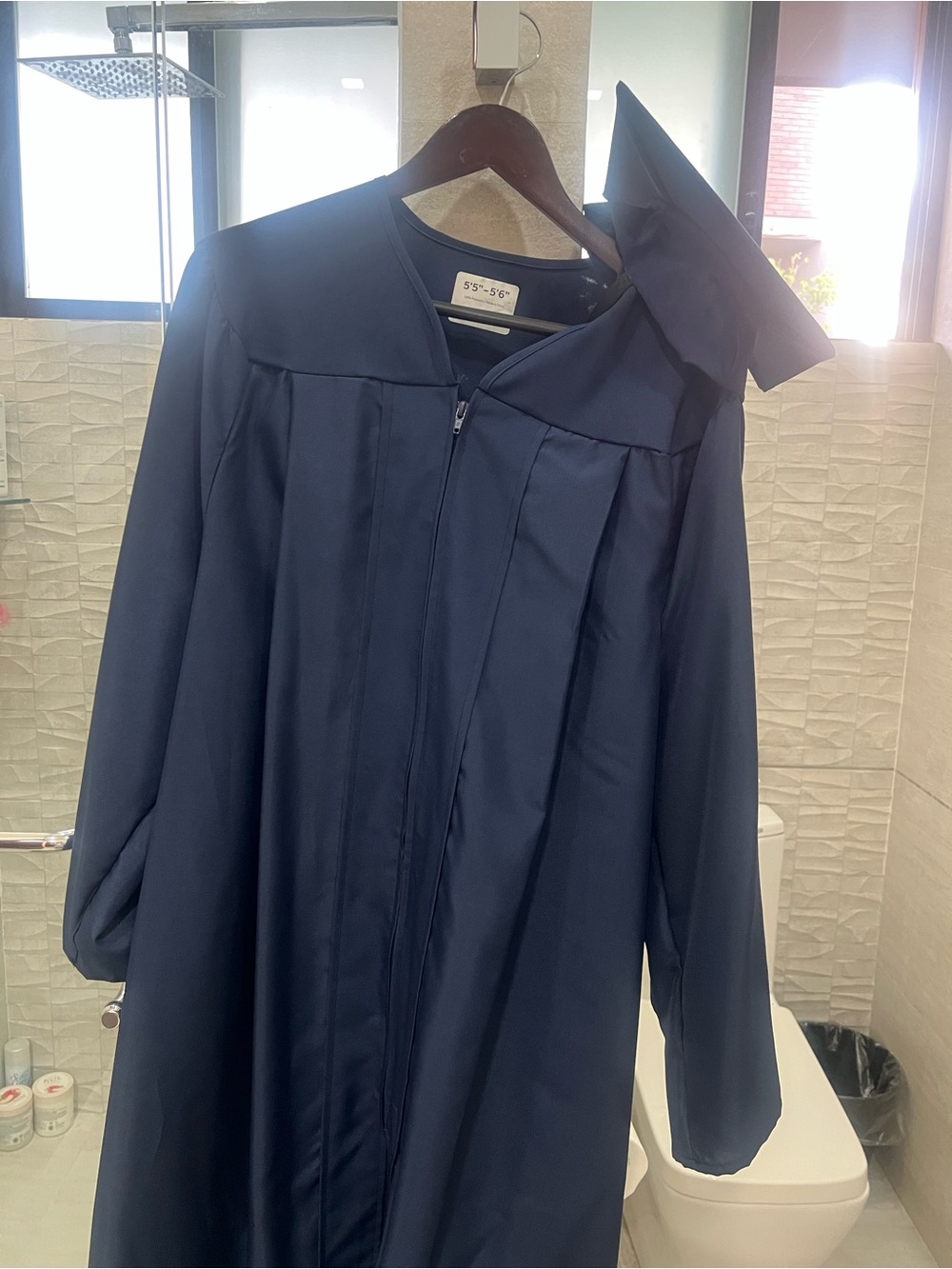 Elegant Navy Long Cape Coat with Bow Accent